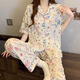 Liushan pajamas for women in summer new short-sleeved trousers pure cotton thin three-piece set sweet and cute student home clothes can be worn outside FS-14107 three-piece set M [75-95]