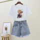 Kaizitu KAIZITU Summer Casual Internet Celebrity Salt Set Women's New Student Korean Style T-shirt + Denim Shorts Two 1#9926# Set S S Suggestion 80-95Jin [Jin equals 0.5 kg]