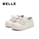 百丽（Belle）可两穿板鞋女2025秋季新款可爱蝴蝶结厚底增高休闲鞋B2629CM5 米白色 37 (235mm)