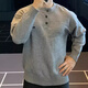 IRONTRAP heavy henley collar pullover sweater bottoming sweater long-sleeved sports casual T-shirt men's autumn and winter gray L