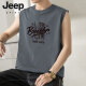 JEEP SPIRIT美式复古纯棉无袖t恤夏季薄款青年跨栏运动背心印花坎肩短袖潮 M18-T672军绿色 XL