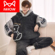 
Catman (MiiOW) coral velvet pajamas for men autumn and winter style plus velvet thickened teenagers big children large size winter home clothing set XQ 9926 chinchilla M is x men's style L (suitable for height of about 170c,