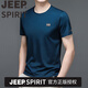 JEEP SPIRIT男士桑蚕丝圆领短袖T恤2025夏季纯色半袖上衣中年宽松潮流汗衫t恤 吉普品牌13807白色 M 105/48