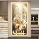 Chengzai Fugui Elk Living Room Decoration Painting Light Luxury Atmospheric LED Lights Directly opposite the door Wall Mural Painting Hallway Hanging Painting T12859 50*100 (Suggested 0.7-0.8 meters wall) Textured oil canvas aluminum alloy gold frame [no lamp]
