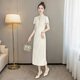 Silk Cypress Stand воротника Cheongsam Юбка 2025 Summer New Women's New китайского стиля в средней длине