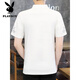 Playboy ice silk t-shirt for men short-sleeved 2025 new men's Chinese style V-neck half-sleeved summer thin Chinese style t-shirt E9871 black (ice silk slimming) M