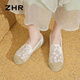 ZHR布鞋女夏透气网纱软平底渔夫鞋女百搭一脚蹬单鞋女 W119 米色 38
