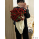 送女友花束毯子diy材料包玫瑰花束成品玫瑰盖毯毛毯毛线钩针织礼 (A690)小号80cm【淡蓝+肉粉玫瑰