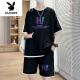 Playboy (PLAYBOY) teenagers' summer new sports suit 12-15 year old boys' short-sleeved T-shirts for students with big children's ice silk shorts clothes 9926 beige suit M about 90-110Jin [Jin equals 0.5 kg] can be worn