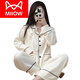 Catman (Miiow) Pyjamas für Frauen im Frühling und Herbst Pure Cotton Long Sleeves Einfache Damen losen Sommerkleidung Set Herbst und Winter New Style 3882 l [95 120Jin [Jin gleich 0,5 kg]]