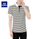 ROMON striped shirt men's short-sleeved polo shirt slim ice silk T-shirt summer long-sleeved shirt trendy short-sleeved T-shirt men's 5012 black 3XL