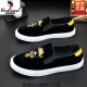 Región occidental Camel Estación europea Tendencia de verano Versátiles Versátiles de cuero transpirable zapatos Loafer Zapatos un pie para zapatos para hombres Zapatos de cubierta de pie perezoso 1315-32 Negro - Bandera de sitio web oficial de la marca oficial de camello 38