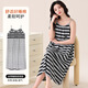 Bunte Edelsteine ​​koreanische Version Einfacher modaler Farbe Baumwolle Hosenträger Nachthemd Sommer lange Heimkleidung 160 (m) One Size 11304