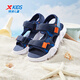 Xtep Children's Shoes Outdoor Beach Shoes Summer Colorful Fashion Versatile Mesh Leather Comfortable Breathable Children's Sandals for Boys, Middle and Large Children, Dark Blue/Prussian Blue 28