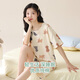 Seven-color spun pajamas for women in summer, bright and loose, breathable, with chest pads, women's casual home wear, 100% cotton, antibacterial and mite-free C1342 (apricot color puppy with chest pads) M (recommended 80-100Jin Jin is equal to 0.5kg)