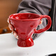 Dreieck Dreieck französische Handpin-Keramik-Kaffeetasse Persönlichkeit Großmädchen Home Office Porzellan Cup 1047-038 Umgekehrter Dreieckstasse (weiß) 277 ml