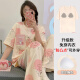 SKONWAT2025年新款睡衣女士套装夏季短袖长裤带胸垫休闲卡通少女生家居服 QGL9207# M