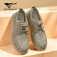 Sieben Wölfe Herrenschuhe Sommer 2025 Neue Ice Silk Canvas-Schuhe Herren atmungsaktueller dünner ultraleuchter weicher Sohle lässig Schuhe bequeme Pendelschuhe Khaki 39