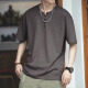 KAZUKI KURAISHI Summer American Retro Bamboo Side Short Sleeve T-shirt Men's Henry Shirt Fashion Brand Casual Men's Dark Gray XL
