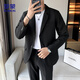 ROMON casual suit men's commuting suit easy to care versatile jacket loose professional formal wear ZHK13 black 3XL