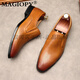 Magiopy Luxury High-End-Marke hohle Lederschuhe für Männer 2025 Frühlings- und Sommer Neues echtes Leder atmungsaktives dünnes Geschäft Casual Herrenschuhe Brown 37 Standard Haushaltsschuhe Größe Größe