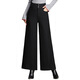 
Ziweiqi large-size wide-leg pants middle-aged and elderly mother loose and slim high waist straight-leg pants long trousers spring and autumn 9856 black fabric M 27