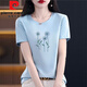 皮尔卡丹（pierre cardin）纯棉短袖t恤女士宽松简约气质减龄粉色体恤小衫夏装2025新款上衣 6172灰粉+6160白色 M 80-105斤