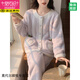 莫代尔珊瑚绒睡衣女秋冬季加绒加厚开衫套装甜美可爱法兰绒可外穿家居服 3882-郁金香 M （建议110斤以内）