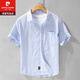 Pier Cardin Camisa de manga corta a rayas para hombres Tops japoneses sueltos sueltos de verano de algodón versátil de algodón versátil 9721 White M Jin [Jin equivale a 0.5 kg] sobre