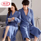 浪莎睡袍女春秋季莼棉中长款情侣睡衣2023年新款浴衣男士浴袍长袖大衣 NVFD16834 L 单件男款
