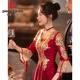 
Pier Cardin toasting suit Bride 2025 new summer burgundy Chinese long-sleeved wedding engagement dress for women burgundy medium-length [684] 2XL