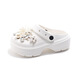 HUALIN FASHION Children's Rhinestone Pearl Cave Shoes Summer Internet celebrity anti-slip sandals White 24 -25