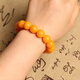 Confucian style, with national inspection certificate, natural raw mineral genuine old beeswax bracelet for men and women, single circle chicken oil yellow beeswax bracelet, old beeswax 16mm (standard men's style)