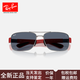 RayBan [2025 Spring and Summer New Product] Ferrari Square Metal Sunglasses Men and Women Sunglasses 0RB3763M F11980 Matte Black Frame Dark Blue Lens 64mm