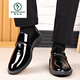 Woodpecker processing large size men's patent leather shoes men's formal British pointed toe men's leather shoes 686 black 43
