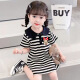 
COLORFUL GEMS girls summer dress 2-3 new style children's Korean style fashion baby summer POLO skirt children's summer skirt black and white TX9207 dress 80 small