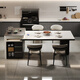 Xinyi modern simple light luxury style slate island dining table household one-piece retractable multi-functional island solid wood dining table retractable island (including cabinet) + horn chair*6 1.6m (orbital socket) double hole tea stove