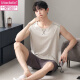 Modal Summer New Herren Pyjamas Herren Dünne einfache ärmellose Weste Shorts Cool atmrede und Traaceless Home Clothing Set 9207 L