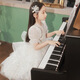 CamalgOri女童花童礼服女婚礼公主裙高端钢琴演奏小孩花生日蓬蓬纱演出服装 白色礼服+金色手工皇冠(秒发 110 (标准码数-勿贪大)