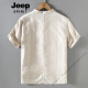 Jeep Spirit Retro Chinese Style Summer Top Tang Tang Suit Men Collier Collier mince Shirt Cotton Linen à manches à manches