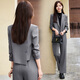 Kurzanzug Jacke für Frauen mit kleinen Frühlings- und Herbstkleidung Temperament Goddess Stil Zwei-teilige Hosen Mode Casual Anzug Set GDX12350 Grauer Anzug + Hose + schwarzer Hossport S