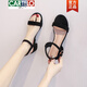 CARTELO Sandals for women 2025 new summer versatile mid-heel thick heels one-length high heels women's outer wear skirt black heel height 4 cm-698-4 40