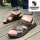 
Western Region Camel (VANCAMEL) real cowhide head massage bottom men's sandals summer genuine leather slippers black 9928 [top cowhide + massage bottom] 43