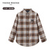 Teenie Weenie Kids 24 Autumn New Boys and Girls Retro Embroidered Classic Plaid Shirt Brown 130cm