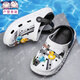Hodeng Kinderlochschuhe Jungen Pantoffeln Koreanische Version Weiche untere Eltern-Kind-Anti-Rutsch-Strand-Junior High School-Schüler im Innen- und Außenbereich QZ809 Weiß und Schwarz 24-45 Größe 37 Size One Size kleiner