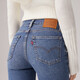 Levi's李维斯暖绒女士724高腰修身美式直筒显瘦通勤中蓝色牛仔裤 中蓝色 26 (28)