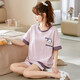 Hongdou (Hodo) Pyjamas für Frauen im Sommer Dünne reine Baumwolle süße koreanische Version kurzärmelige Hose dünne zweiteilige Set-Frühlings- und Herbst-Heimkleidung Burgund SKM6627 Bildfarbe M (Empfohlen 75-95jin [Jin gleich 0,5 kg]))