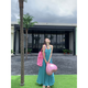 Ji Zhenfei französischer Urlaubsstil Halshalterkleid für Frauen 2025 Sommer Neues Meeres Beach Rock Temperament Schlanker langer Rock Rückenfreier Hosenträger Kleid Blau M Größe