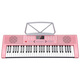 Meirkergr MK-288 Pink Basic Version + Piano Stand 61-Key Multi-Function Teaching Electronic Keyboard Children's Beginner Musical Instrument Connected to Microphone Headset Mobile Pad with Piano Stand