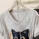 
Cypress V-neck T-shirt 2025 summer new women's fashion cartoon pattern printed design short-sleeved top